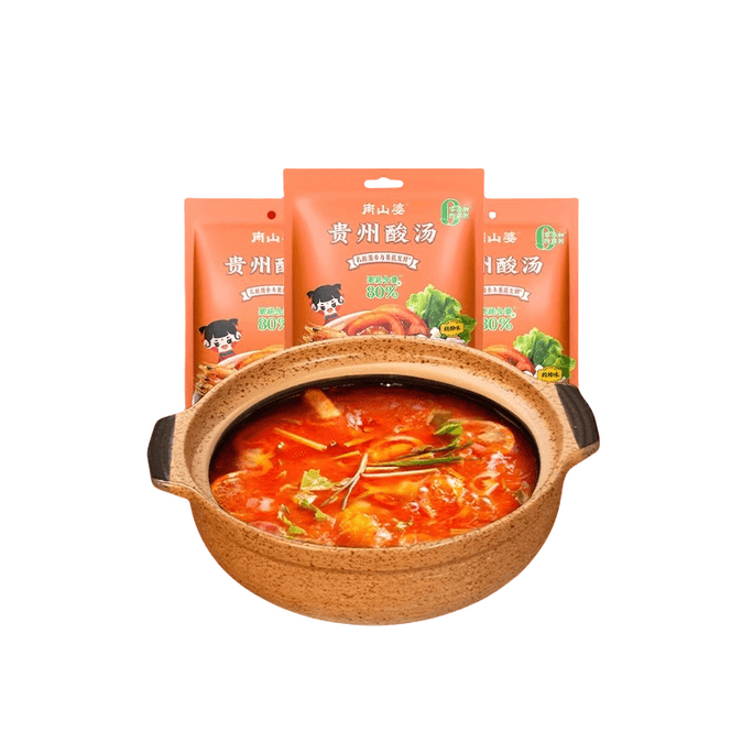 【中国直送】南山坡 貴州酸辣湯 酸辣湯鍋の素【貴州風味】【小紅酒辛口】【低カロリー・低脂肪】207g×2袋