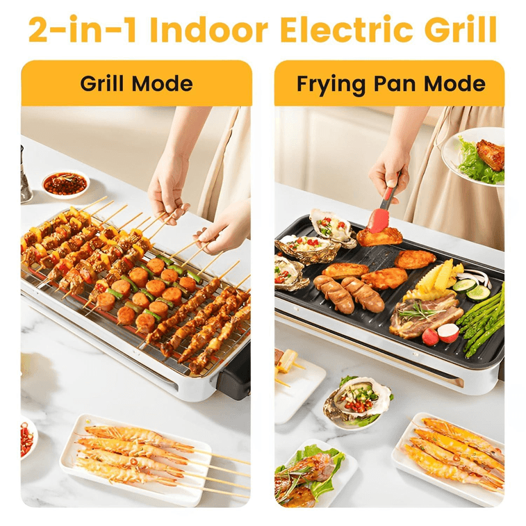 Electric Indoor Grill 1500W, 2 in 1 Smokeless Indoor Grills with Non ...