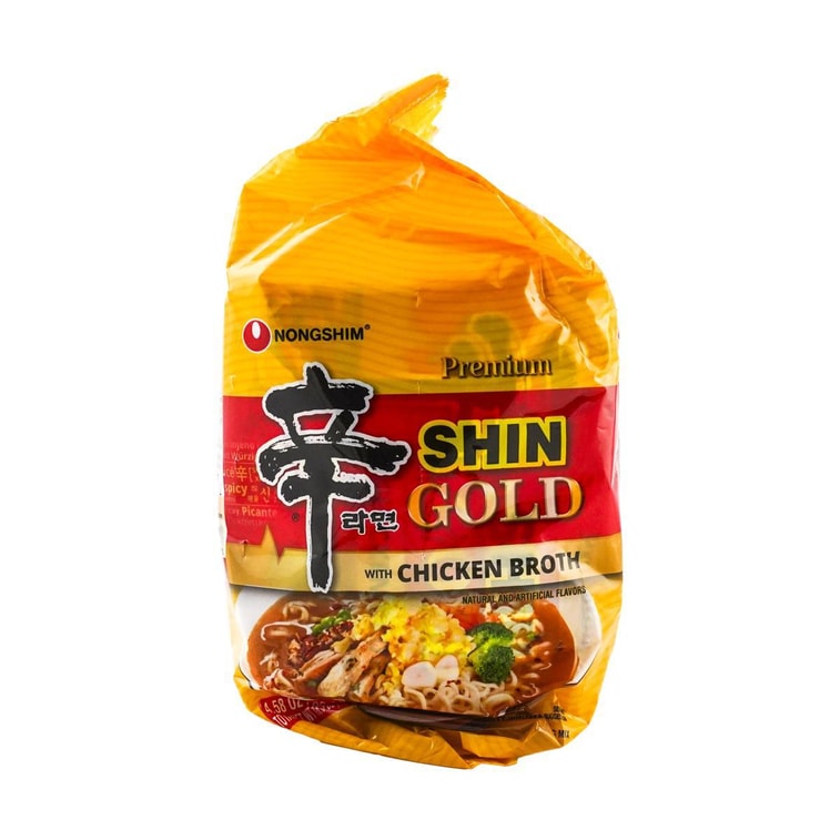 Premium Shin Gold Ramyun , Chicken Broth Flavor Ramen Noodles, 4 Pack 18.3 oz 12