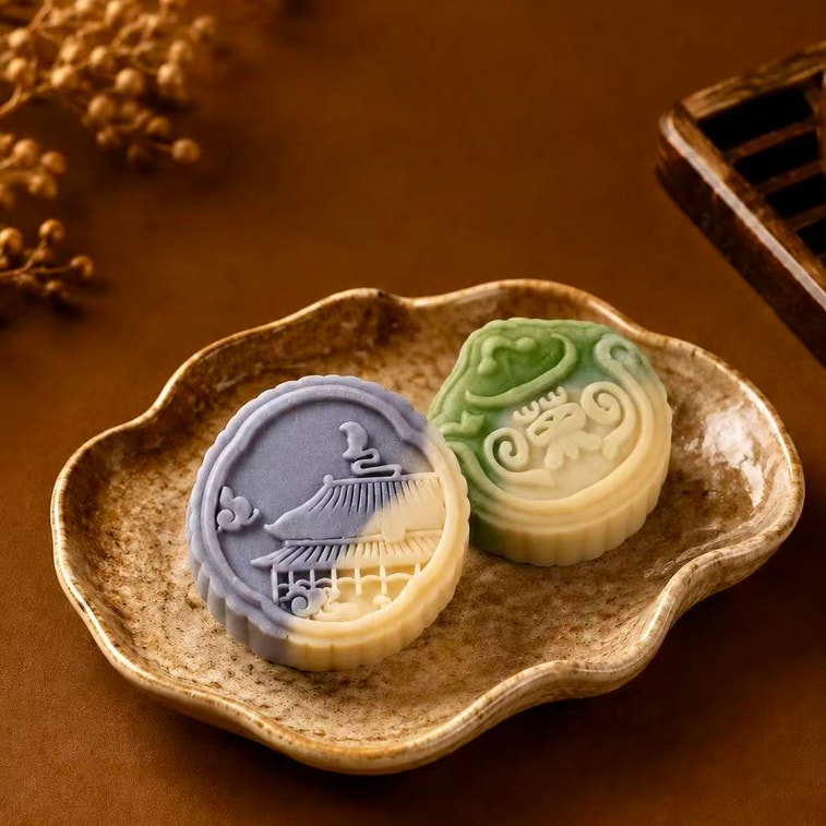 糕運來 藍紋月禮月餅禮盒 50g*9粒 【生椰拿鐵味流心+日式抹茶味流心+蜜桃味流心+巧克力流心+法式芝士味流心+紅豆味流心+藍莓味流心+港式奶黃味流心+提拉米蘇味流心】【現貨】【中秋禮盒】 4