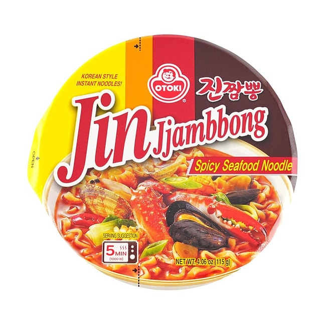 Jin jjambbong Ramen - Korean Style Instant Noodles, Spicy Seafood Flavor, 4.06 oz