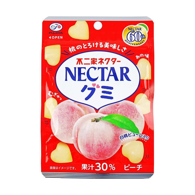 日本FUJIYA不二家 NECTAR果汁心型軟糖 QQ糖果 桃子口味 48g