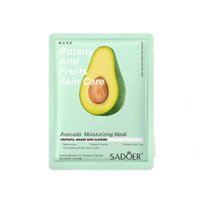 Botanical Facial Mask Hydration Boost Soothe Nourish Calming -Avocado 10Sheets