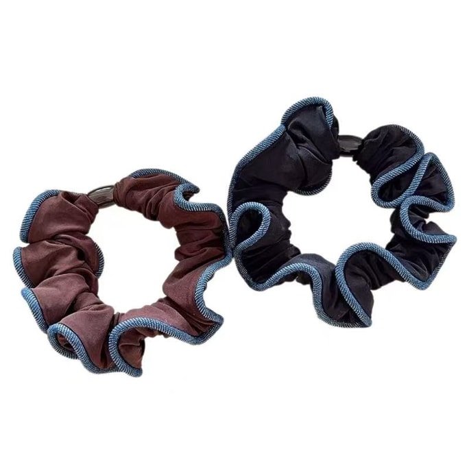 Version coréenne de Morandi champignon noir bord haute élasticité bandeau durable boulette tête queue de cheval bandeau 2 pièces