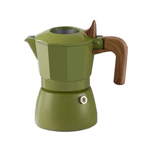 Double Valve Italian Extraction Mocha Pot  For Two Equipped With Filter Paper And Cloth Powder Dispenser Jungle Green
