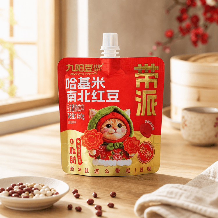 Joyoung Soymilk Hajimi Red Bean Plant-Based Soy Milk, Drink, 5.29
