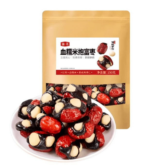 【中国直邮】 蜜禾 血糯米抱富枣 外软内酥 香甜不腻 无核红枣干夹夏威夷果 独立小包装 孕妇休闲零食 春节年货 150g×1袋