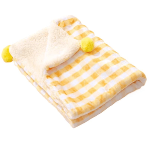 【中国直邮】 嬉皮狗 猫咪毯子宠物毛毯冬天睡垫地垫地毯黄色格子L码70*55cm*1件