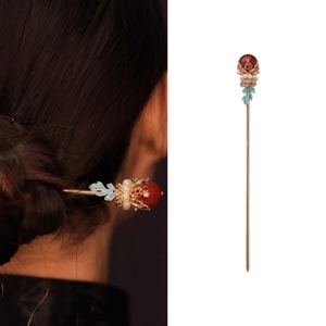 Chinese Red Enamel Hair Stick | Handmade Cheongsam Bridal Hairpin | Vintage Tassel Ornament for Daily & Wedding