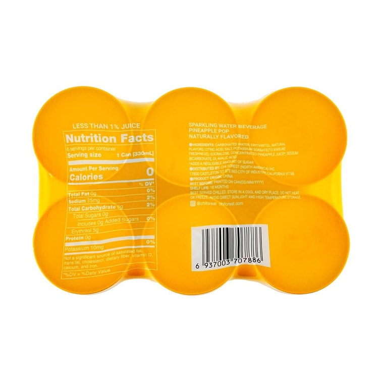スパークリングウォーター パイナップルポップフレーバー、ソーダ飲料、11.16液量オンス*6パック【糖類0、カロリー0、脂肪0】 6