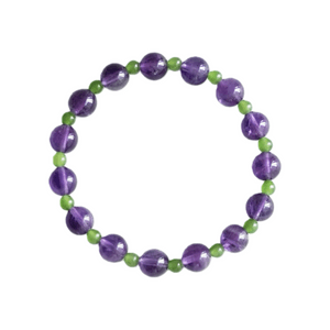 Natural Amethyst & Hetian Chalcedony Bracelet  For Protection & Good Luck 8mm 1piece