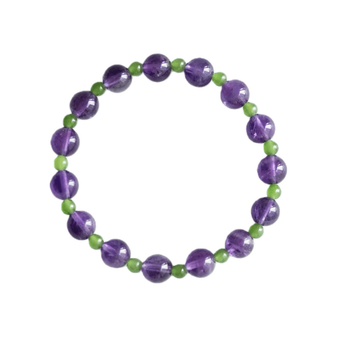 Natural Amethyst & Hetian Chalcedony Bracelet  For Protection & Good Luck 8mm 1piece