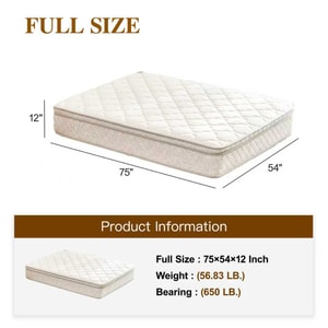 12 Inch Full Hybrid Memory Foam Mattress 【8-Layer·Zoned Springs】 Medium Firm, Gel Cooling, Reinforced Edge, Motion Isolation. 【CertiPUR-US·OEKO-TEX】 Boxed & Rolled Delivery.