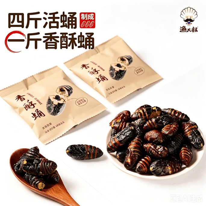Yu Dashu Crispy Spicy Silkworm Chrysalis, 25g