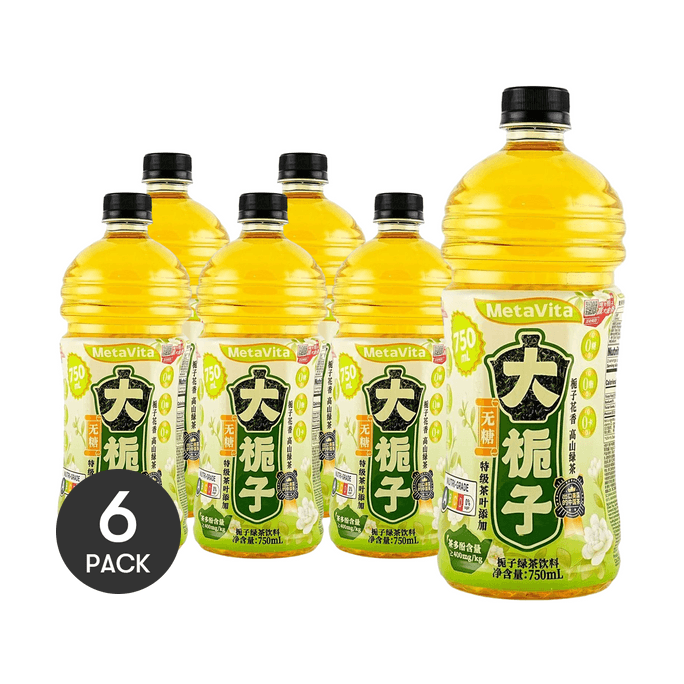 빅 가데니아 그린티, 설탕 0칼로리, 지방 0g, 25.36 fl oz *6【6팩】