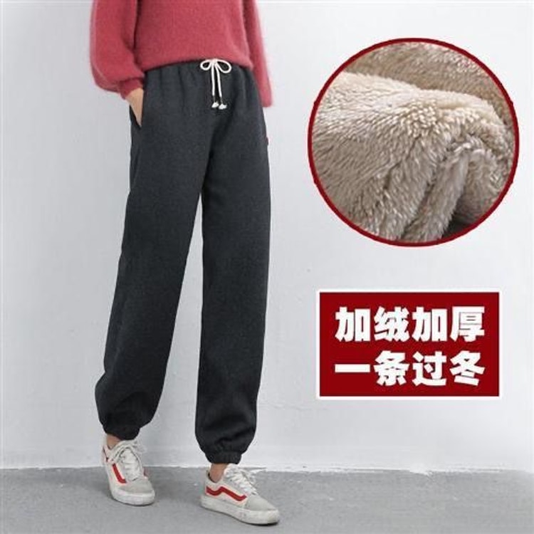  Cotton and Velvet Thickened Harlan Pants for Women