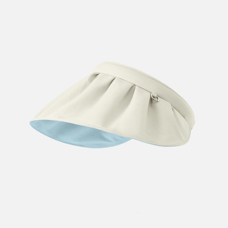 【2-in-1 Headband Hat Face Slimming】UV Protection Shell Hat Wide Brim Sun Hat Windproof UPF50+ Flattering Fit Cream White New Year Hat Ski Season Beach Fishing Outdoor Work Foldable Soft Brim 3