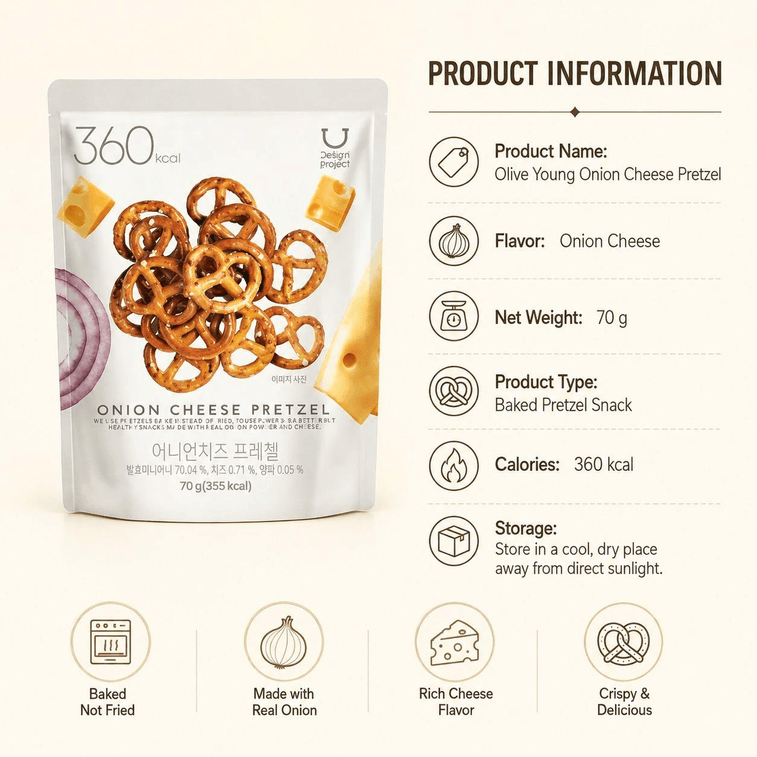 Olive Young Onion Cheese Pretzel  OnionCheese 70g 7