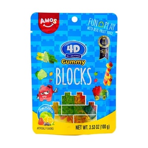 AMOS阿麦斯 4D积木软糖 橡皮糖 混合水果味 100g