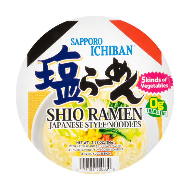 Japanese-Style Shio Ramen - Salty Instant Noodles with Vegetables, 2.98oz
