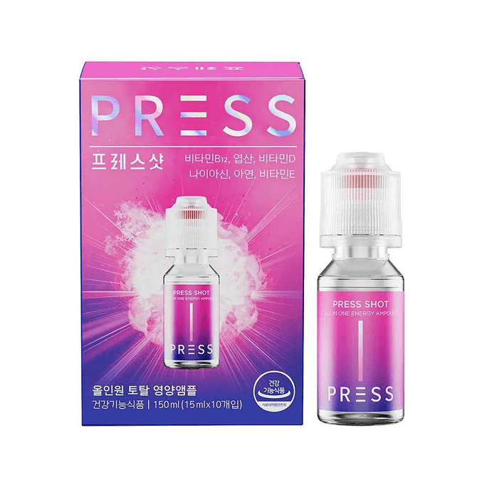 【한국 직배송】 한국 프레스샷 압축 직접 음용 복합 비타민 10개입/박스