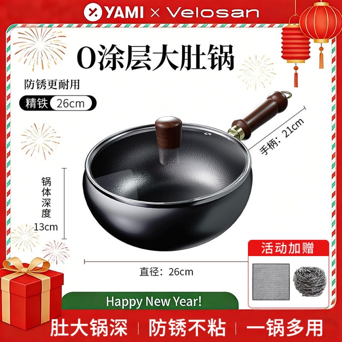 Big Belly Iron Pot 26cm Includes Cleaning Tools