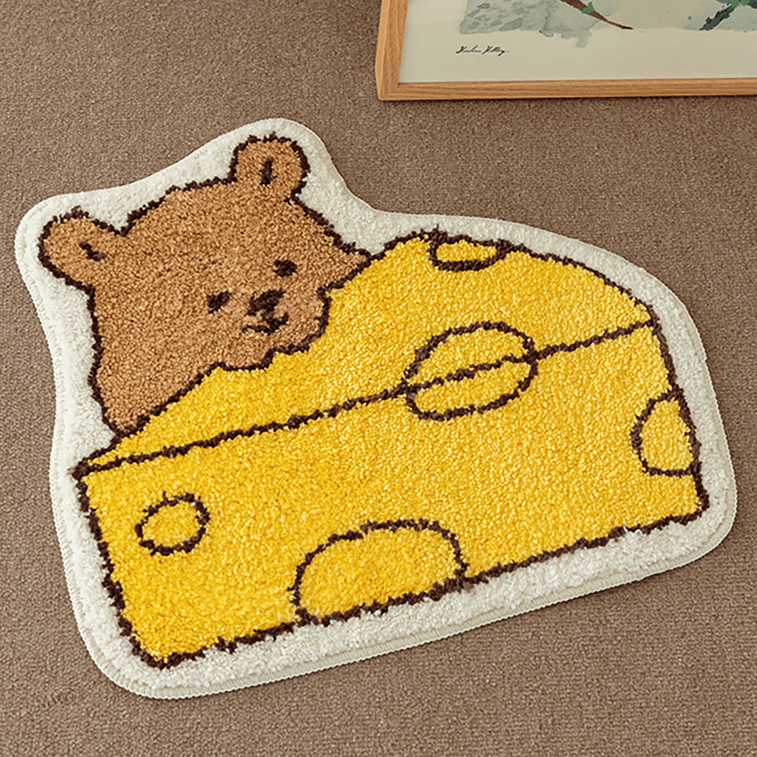 Decor Rug Bath Mat Shower Mat Non-Slip Absorbent Bathroom Rugs Carpet Cheese Bear 52×47cm 4