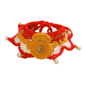 【中国直送】Huayuanペット用品 Huayuan新年スカーフ Mサイズ 15kg以下 22*5cm*1枚