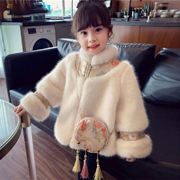 Yangqi Children's Personality Internet Celebrity Fashionable Chinese Style Imitation Fur Thick Coat Luoying 110