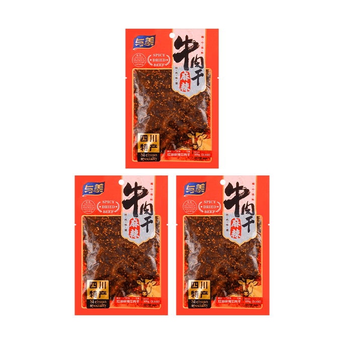 【Value Pack】Spicy Sichuan Chili Oil Beef Jerky, 3.52oz*3