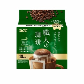 【日本直郵】日本UCC 咖啡職人 滴漏掛耳咖啡 純黑咖啡粉 提神無蔗糖 深厚濃鬱 綠色裝 7g*18袋