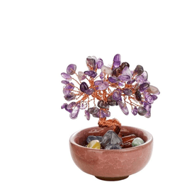 【中国直邮】 未知 其它品牌 天然水晶发财树招财去霉运小摆件 紫水晶水 10CM