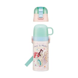 日本SKATER斯凯达 超轻量两用儿童直饮不锈钢水壶 带杯子 迪士尼公主