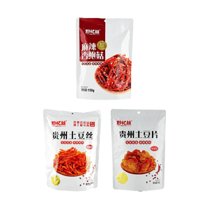 Guizhou Spicy Potato Chips+Shredded Potatoes+Spicy King Oyster Mushrooms,14.1 oz【3 Combo Packs】