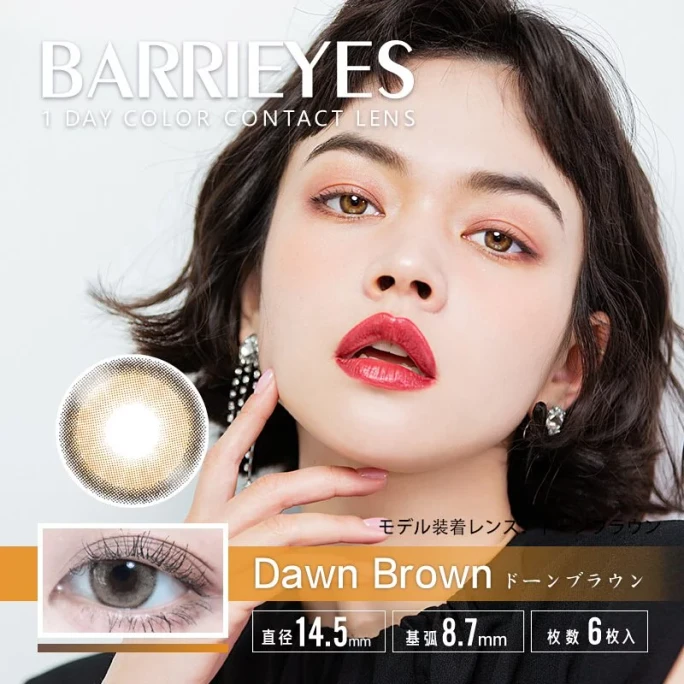 【日本直郵】 Barrieyes 日拋美瞳 6枚 Dawn Brown 黎明棕(棕色系) 著色直徑13.5mm 預定3-5天日本直髮 度數0