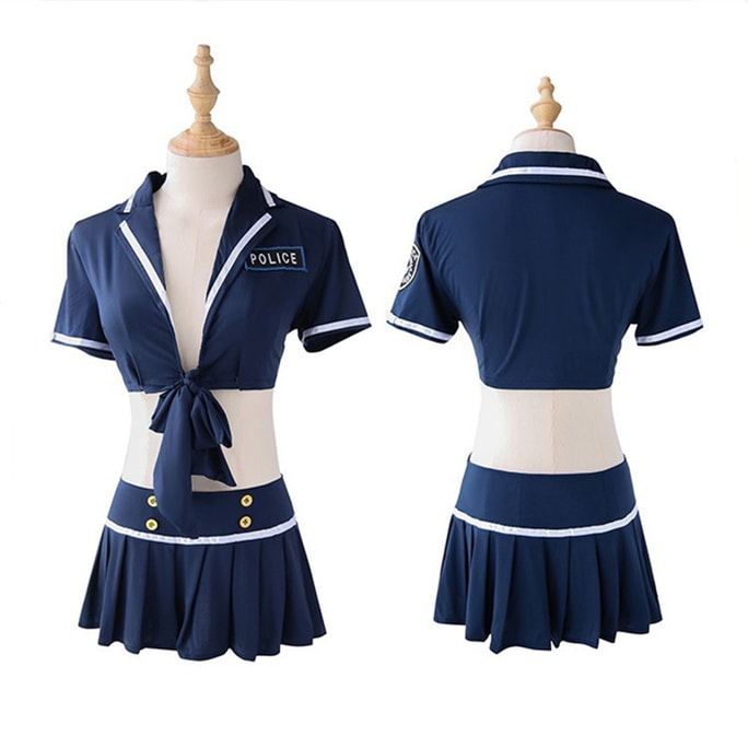 Sexy Underwear Sailor Performance Split Stewardess Uniform Dark Blue One Size