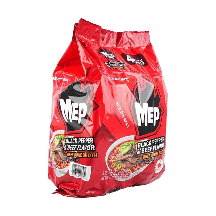 Mep Ramen ,Black Pepper and Beef Flavor Ramen, Multi, 4p , 15.52 oz 4