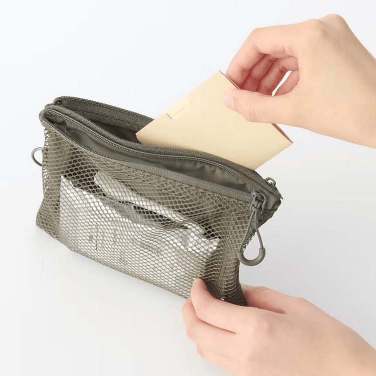 Polyester double zipper case, size M【green】1 Piece - Yami.com