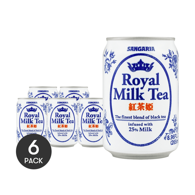 Royal Milk Tea - Japanese Black Tea Drink with 25% Milk, 8.96fl oz*6【6 Packs】