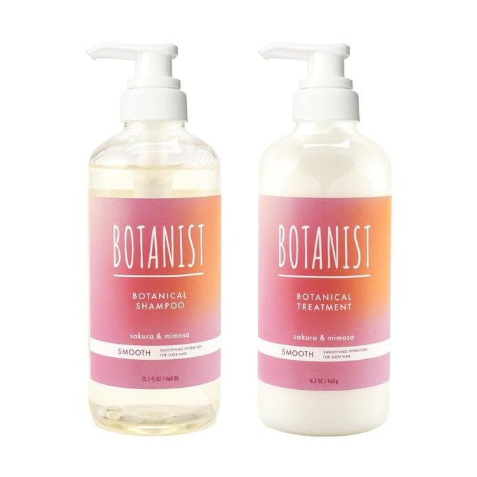 Botanical Shampoo + Treatment Set for Smooth and Silky Hair, #Sakura & Mimosa, 15.5 fl. oz + 16.2 oz.
