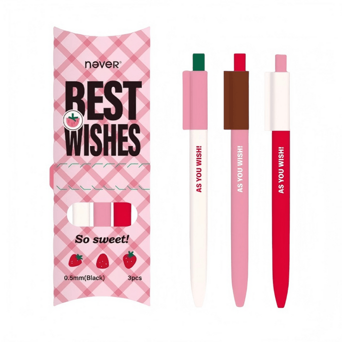 Low Center of Gravity Retractable Gel Pen Black 0.5mm ST Nib High Aesthetic Pen Girls Birthday Gift 3 Pcs Set