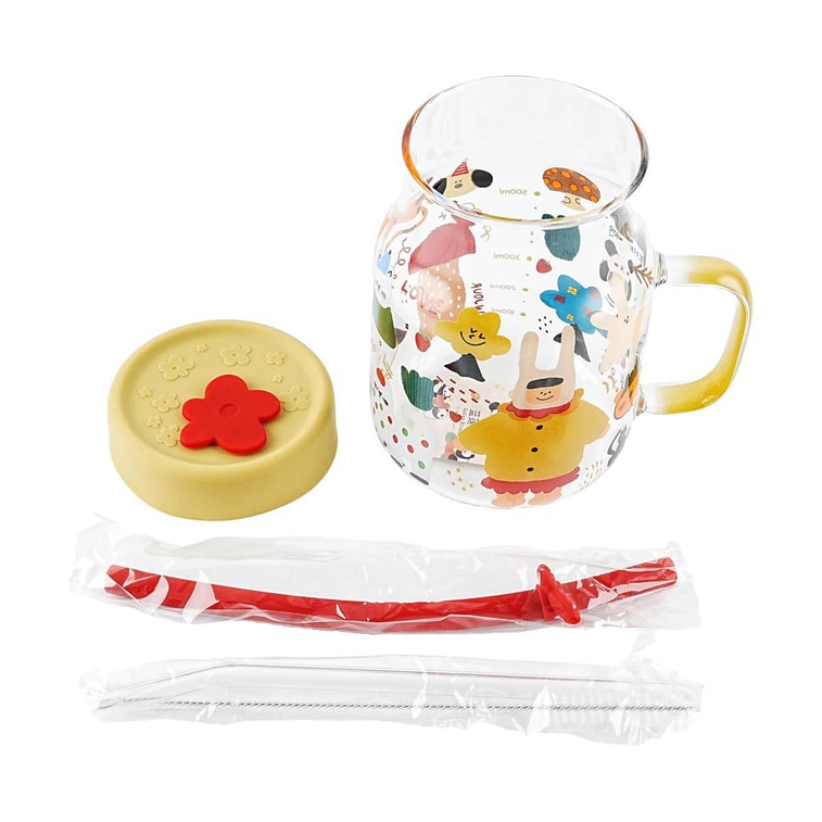 Verre à Eau en Verre Illustration Fille avec Paille, 26.41 fl oz 7
