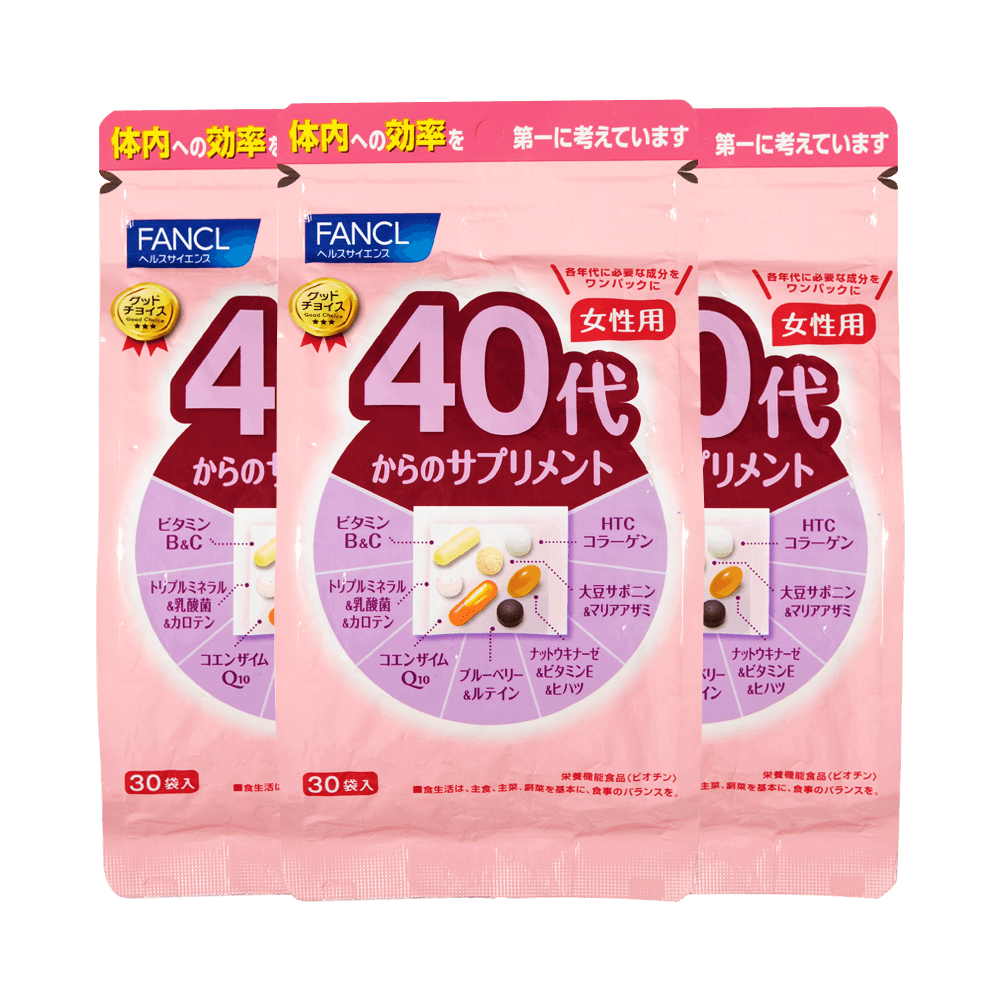日本FANCL 芳珂(新版)40歲女性用綜合營養素90日量 實惠三包裝