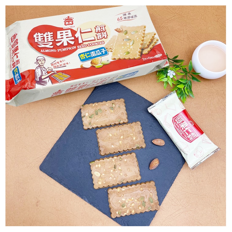 [台湾直邮] 义美 双果仁煎饼(杏仁南瓜子) 100g 5入 4