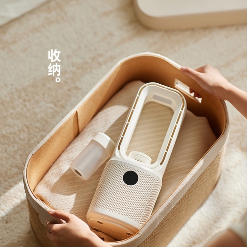 【中国直邮】 OLAYKS 无叶风扇家用桌面小型台式摇头电风扇加湿 陶白色-带香薰盒+加湿器 一个装