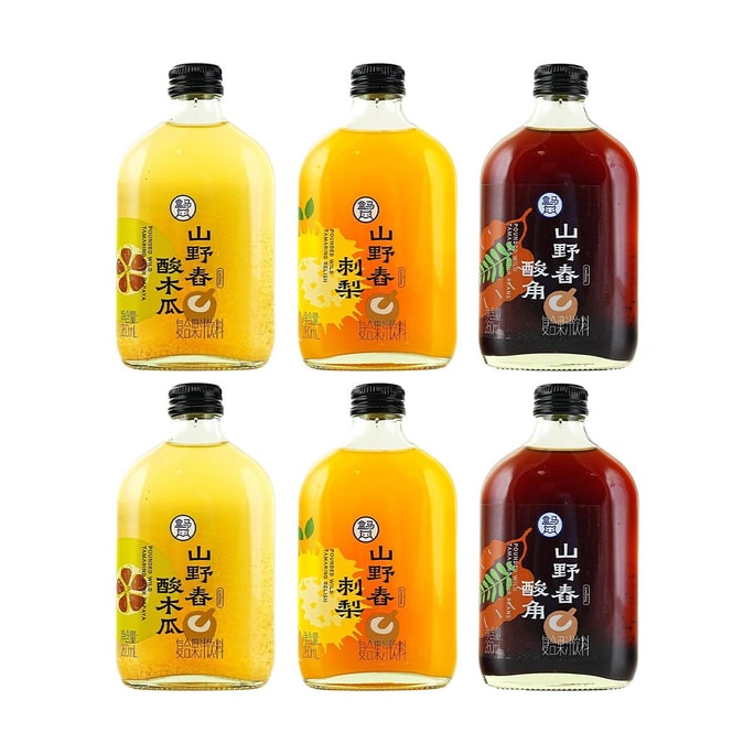 Wild Rosa Roxburghii+Sour Tamarind+Sour Papaya Mixed Fruit Juice Drink, 8.8oz*6【3 Flavors 6 Combo Packs】【Yami Exclusive】