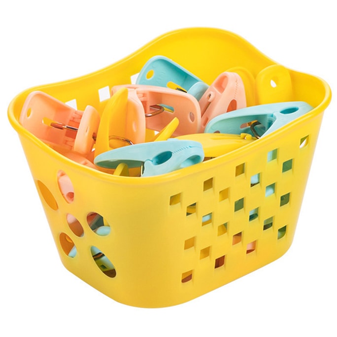 【中国直送】カメリア洗濯バサミ（24個/バスケット）【バスケットカラーはランダム】ミックスカラー、24個