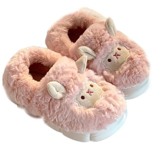 Cute Little Sheep Autumn And Winter Cotton Slippers Lady Bag With Month Shoes Non-Slip - Bag With Pink 36-37 1 Pair