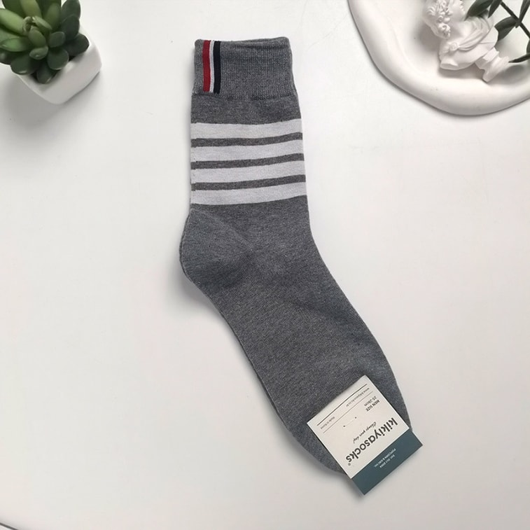 Dongdaemun Striped Cotton Socks, Breathable & Absorbent, Spring/Fall, 3 Pairs 4