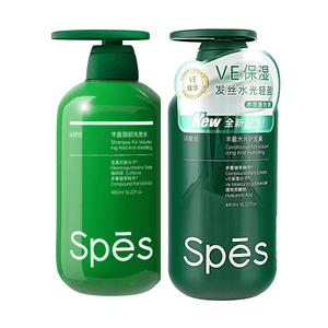 Spes诗裴丝 豐盈強韌洗髮水 Aminexil強韌髮根 木質馥奇香 480ml×1 + 豐盈水光護髮素 VE保濕分子 480ml×1【洗髮水護髮素 組合裝】